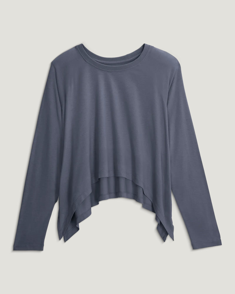 Women's Bamboo Lightweight Cropped Long Sleeve - Storm Cloud