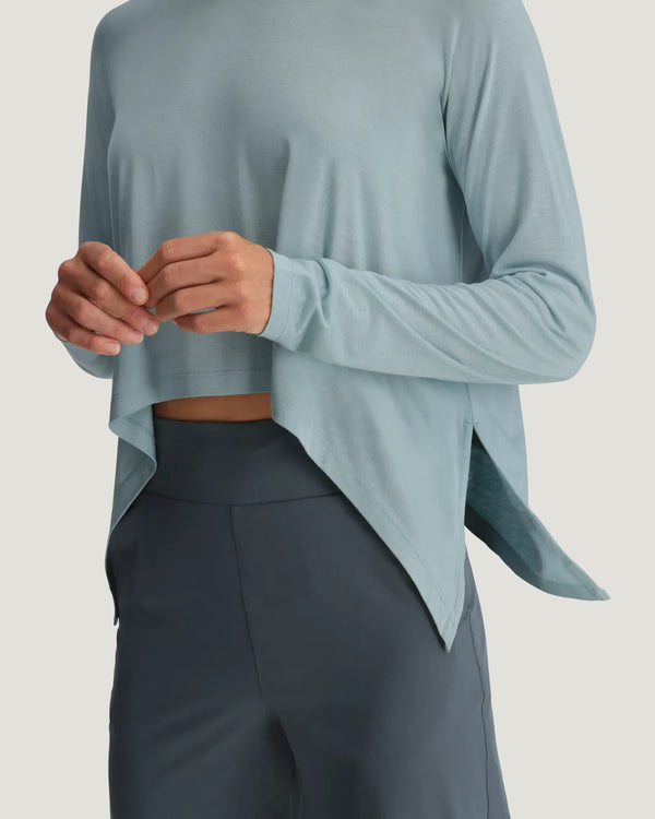 Women's Bamboo Lightweight Cropped Long Sleeve - Ocean Mist