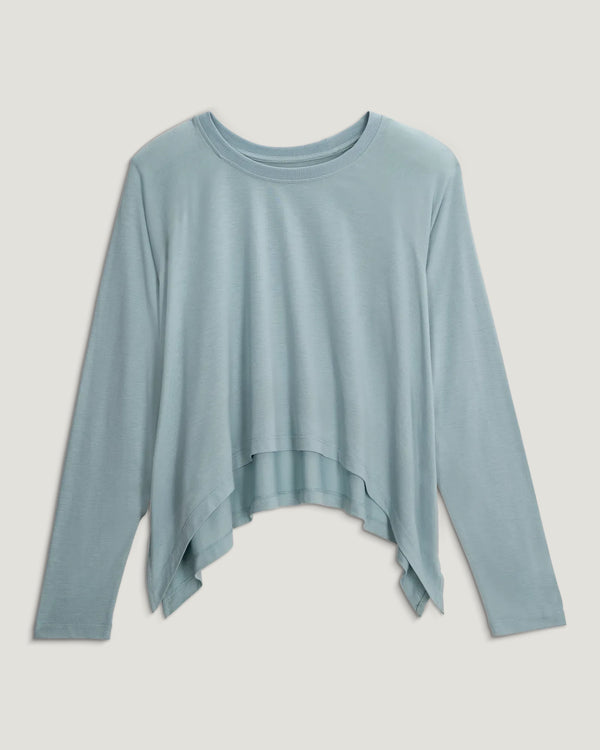 Women's Bamboo Lightweight Cropped Long Sleeve - Ocean Mist