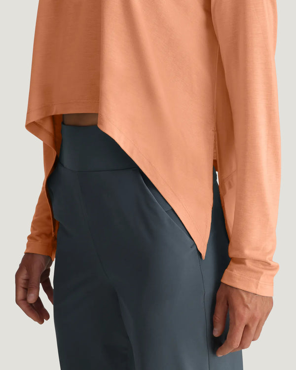 Women's Bamboo Lightweight Cropped Long Sleeve - Coral Peach