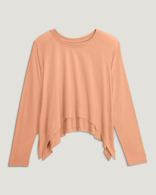 Women's Bamboo Lightweight Cropped Long Sleeve - Coral Peach