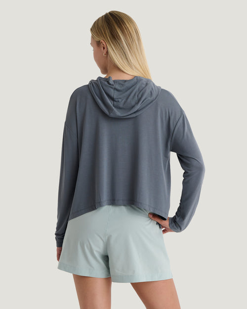 Women's Bamboo Lightweight Cropped Hoodie - Storm Cloud