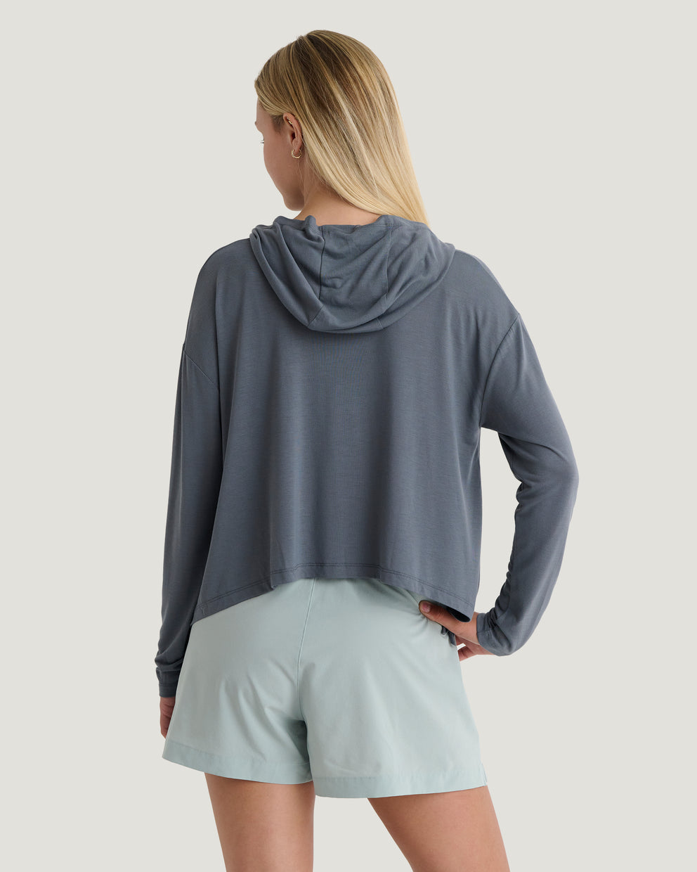 Women's Bamboo Lightweight Cropped Hoodie - Storm Cloud
