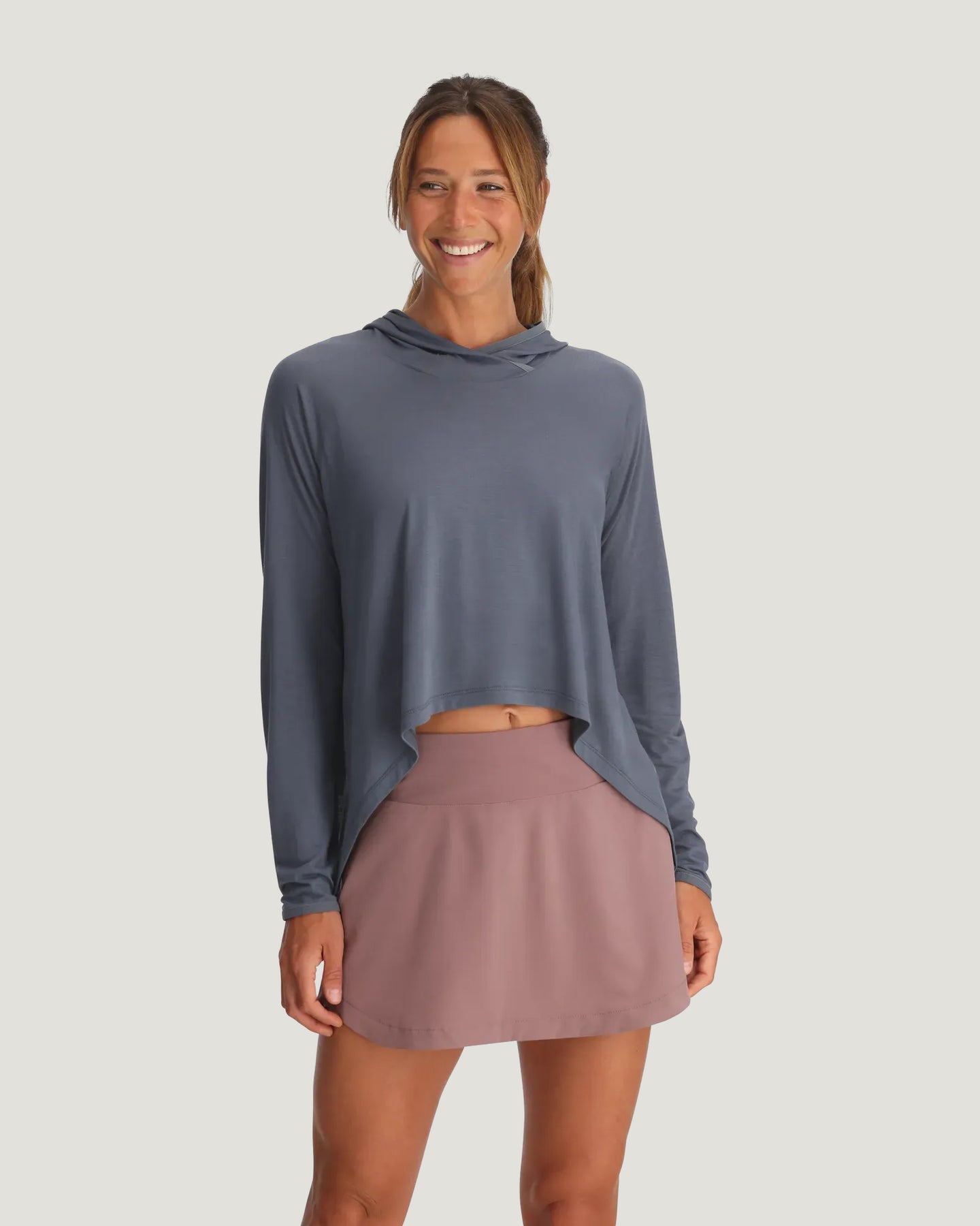 Women's Bamboo Lightweight Cropped Hoodie - Storm Cloud