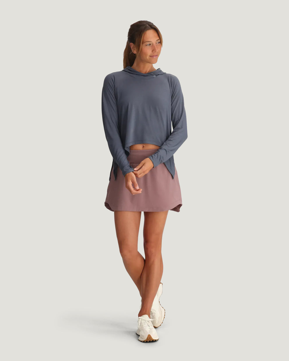 Women's Bamboo Lightweight Cropped Hoodie - Storm Cloud