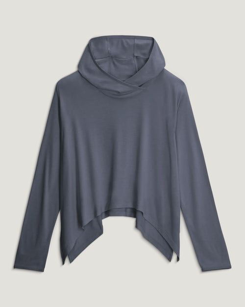 Women's Bamboo Lightweight Cropped Hoodie - Storm Cloud