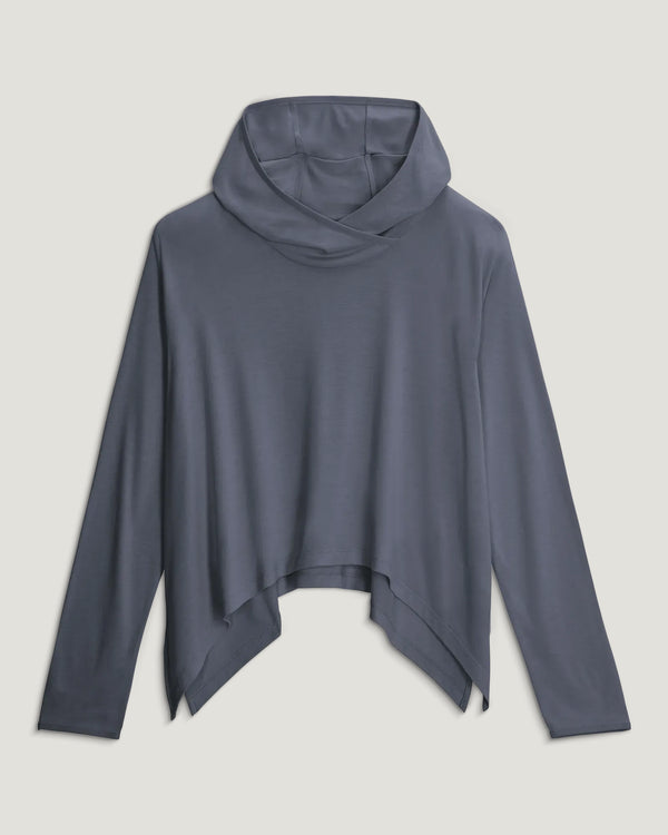 Women's Bamboo Lightweight Cropped Hoodie - Storm Cloud