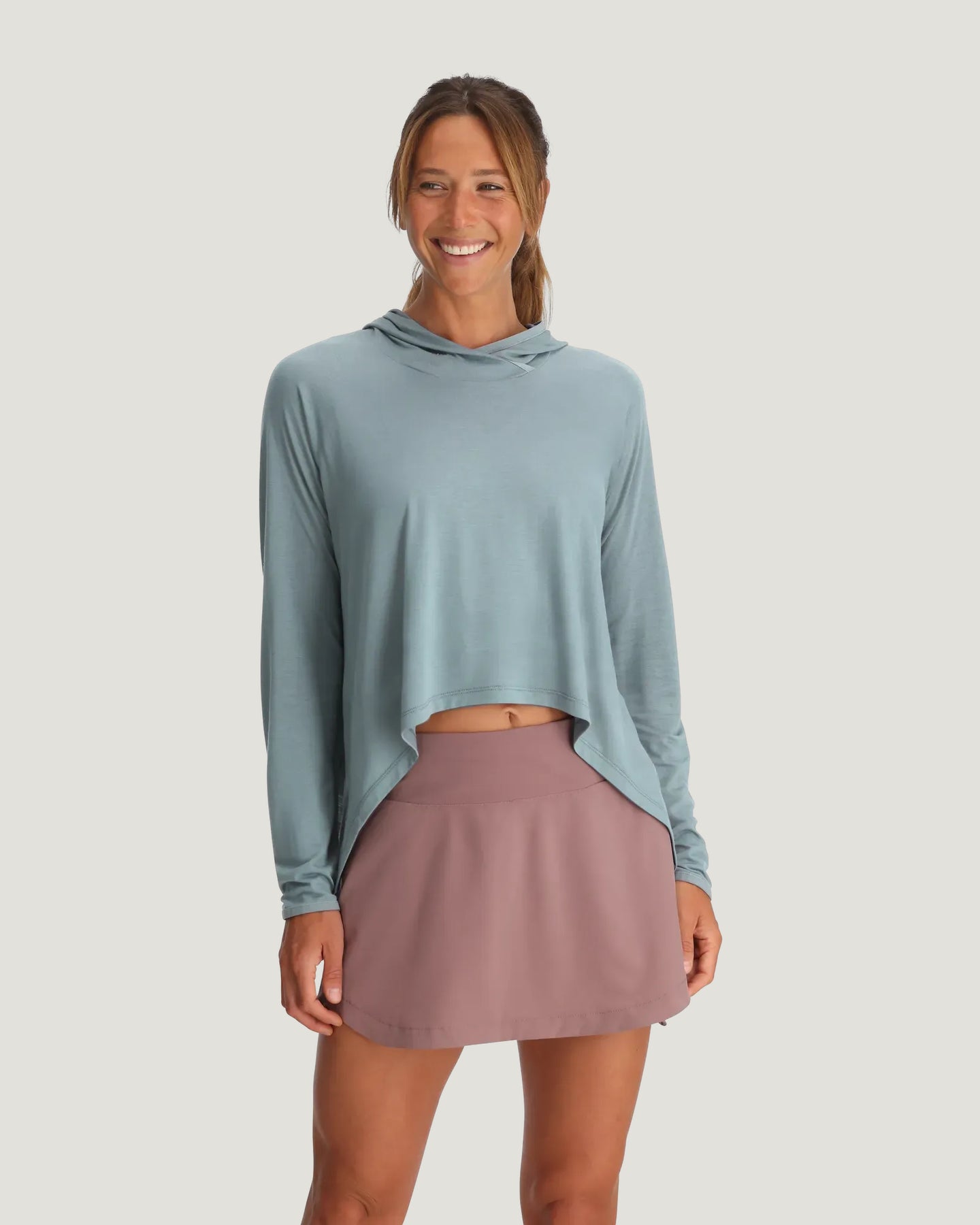 Women's Bamboo Lightweight Cropped Hoodie - Ocean Mist