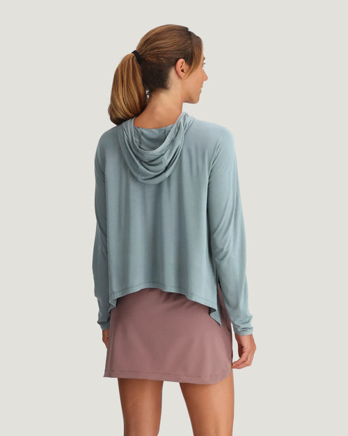 Women's Bamboo Lightweight Cropped Hoodie - Ocean Mist