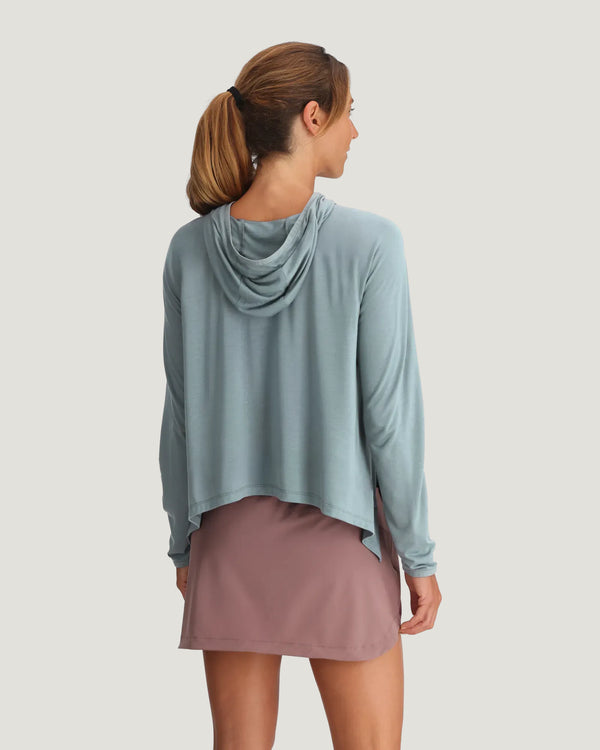 Women's Bamboo Lightweight Cropped Hoodie - Ocean Mist