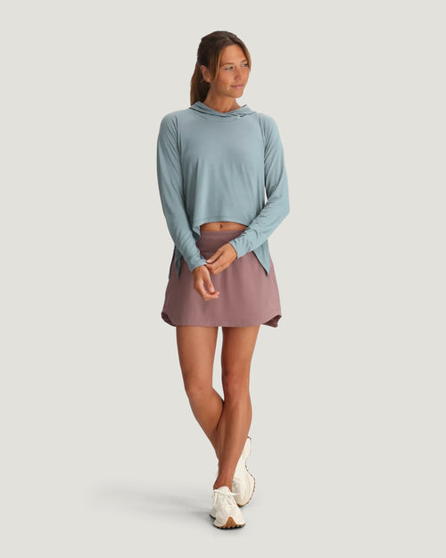 Women's Bamboo Lightweight Cropped Hoodie - Ocean Mist