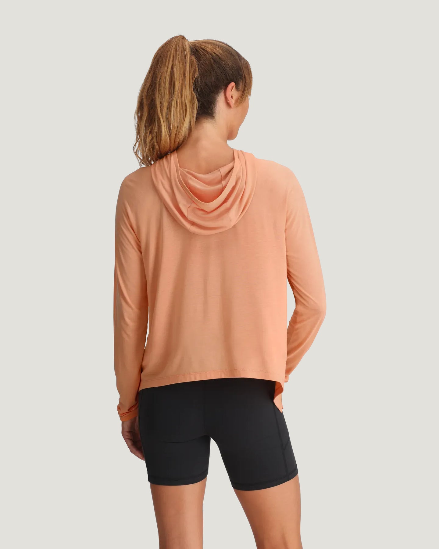 Women's Bamboo Lightweight Cropped Hoodie - Coral Peach