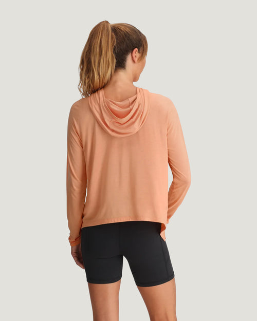 Women's Bamboo Lightweight Cropped Hoodie - Coral Peach