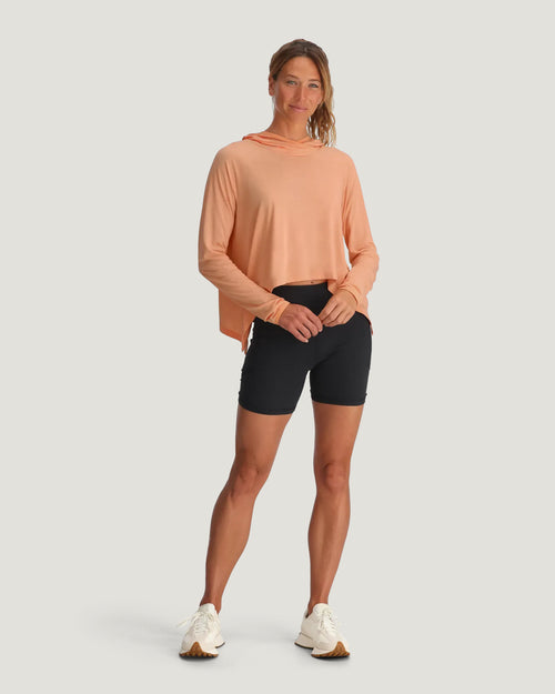 Women's Bamboo Lightweight Cropped Hoodie - Coral Peach