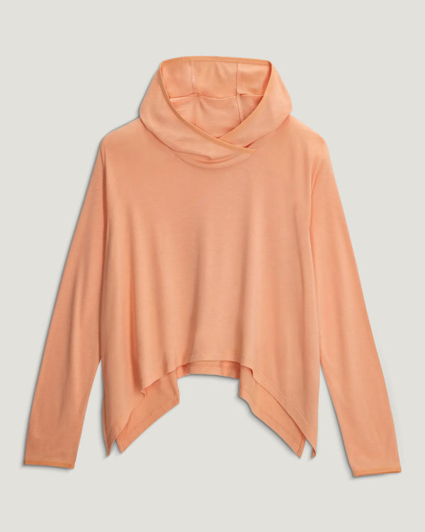 Women's Bamboo Lightweight Cropped Hoodie - Coral Peach