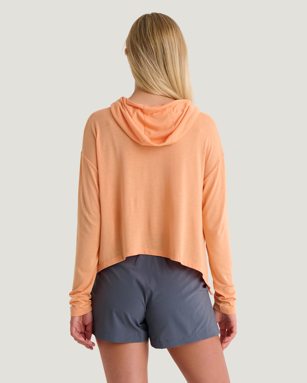 Women's Bamboo Lightweight Cropped Hoodie - Coral Peach