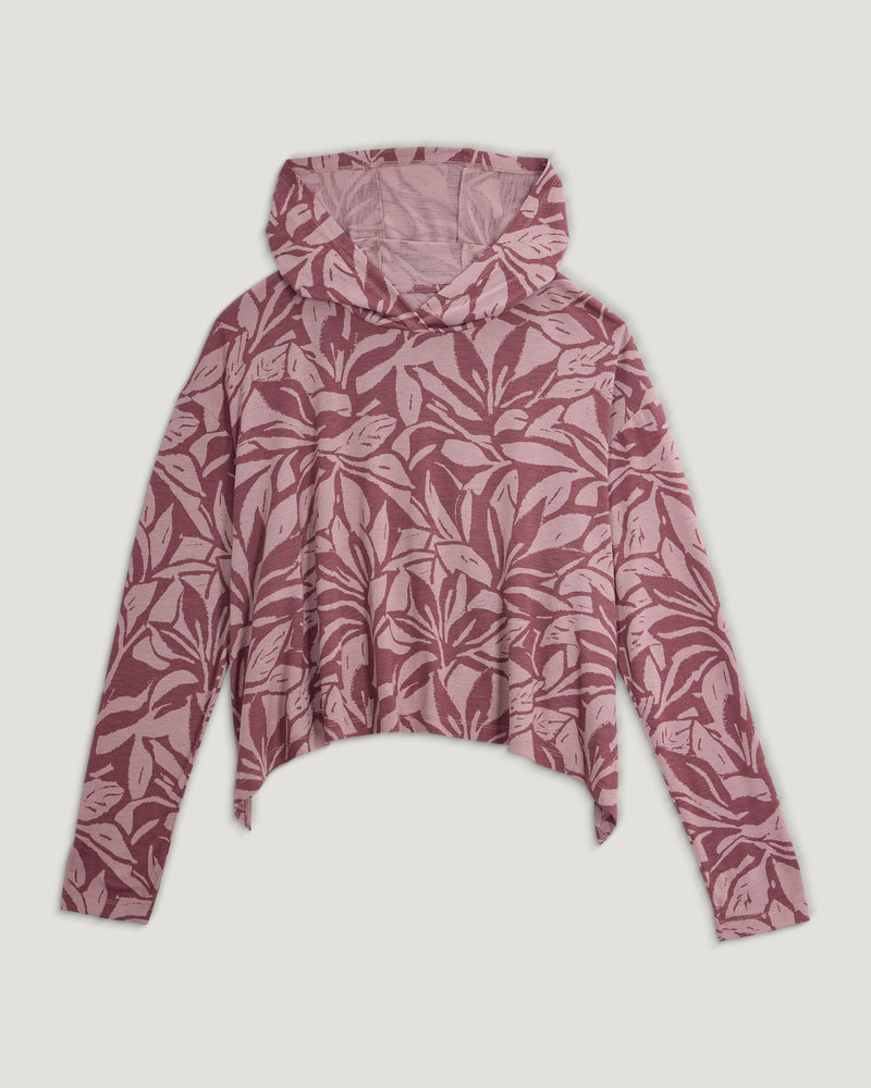 Women's Bamboo Lightweight Cropped Hoodie - Canopy Print Fig