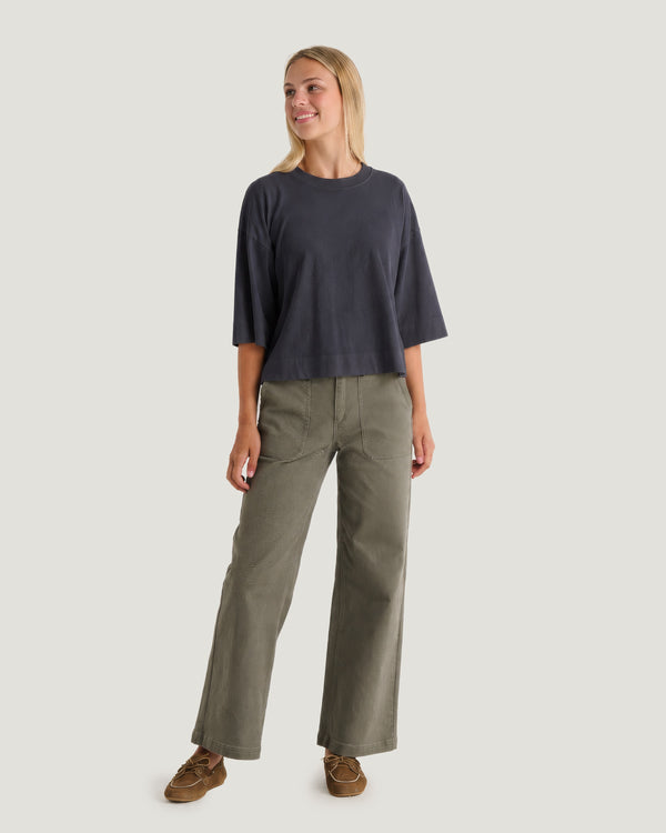 Women's Heavyweight Cotton Cropped Tee - Anthracite