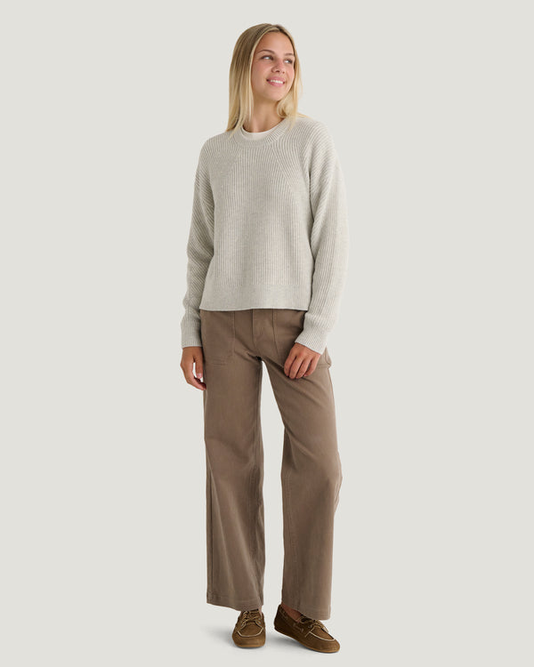 Women's Coastloom Crew Sweater - Off White Heather