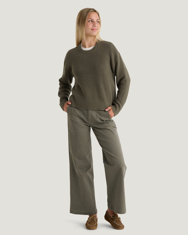 Women's Coastloom Crew Sweater - Smokey Olive