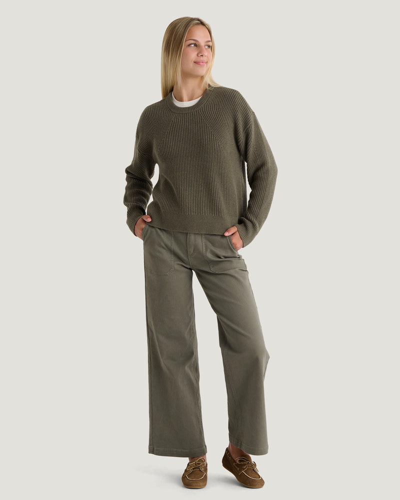 Women's Coastloom Crew Sweater - Smokey Olive