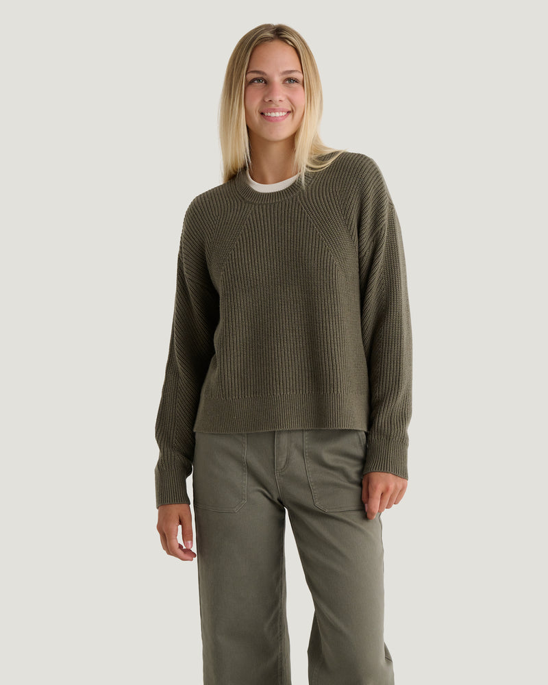 Women's Coastloom Crew Sweater - Smokey Olive