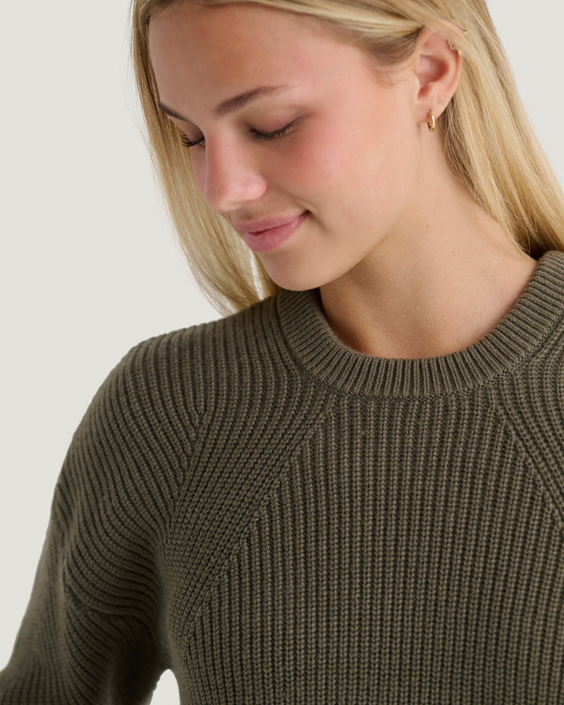 Women's Coastloom Crew Sweater - Smokey Olive