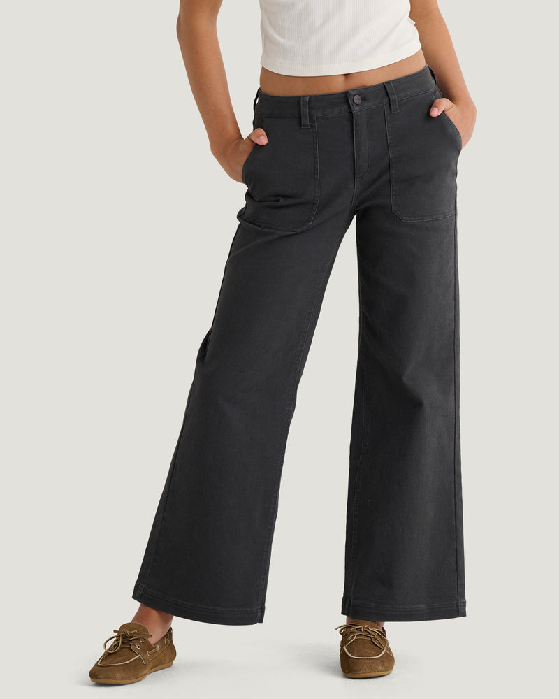 Women's Folly Twill Wide Leg Pant - Anthracite