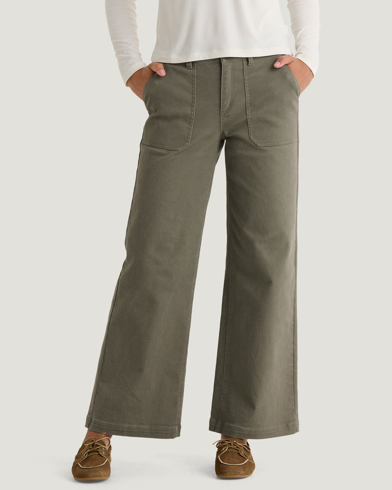 Women's Folly Twill Wide Leg Pant - Smokey Olive