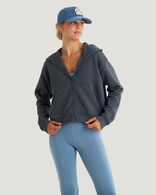 Women's Bamboo Northcoast Fleece Full Zip Hoodie - Storm Cloud