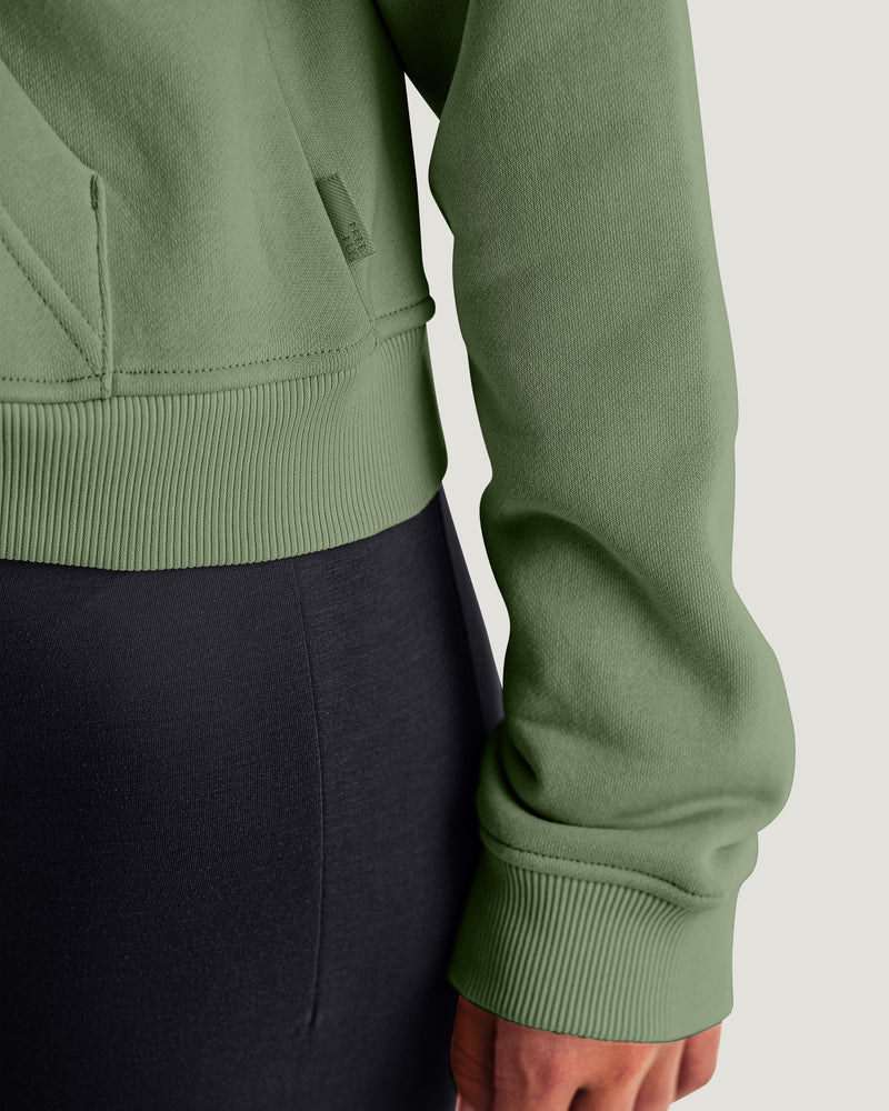 Women's Bamboo Northcoast Fleece Full Zip Hoodie - Heather Olivine