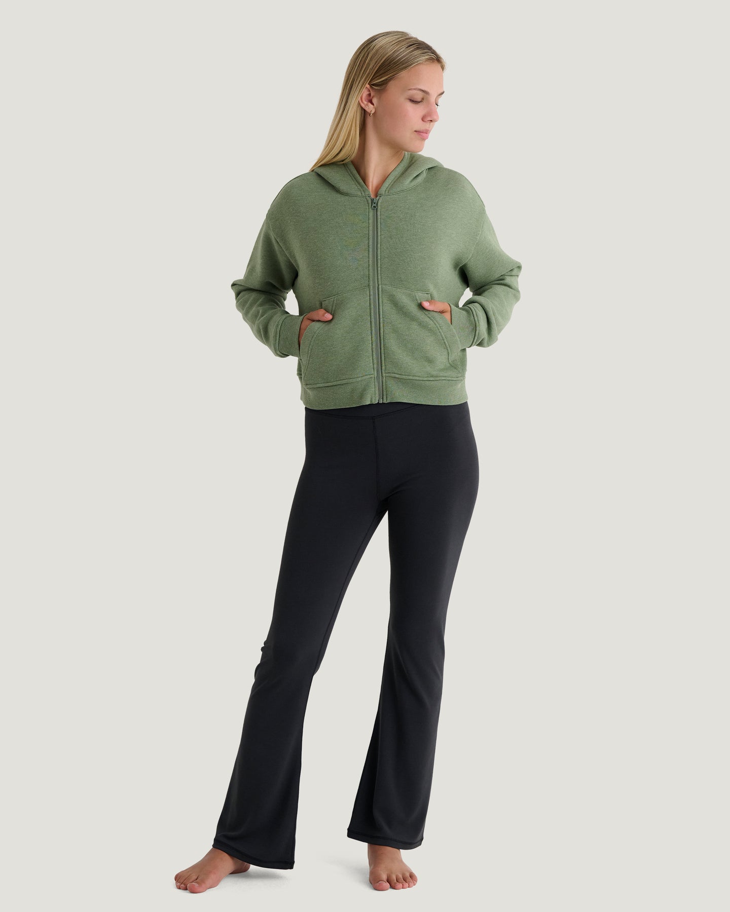 Women's Bamboo Northcoast Fleece Full Zip Hoodie - Heather Olivine