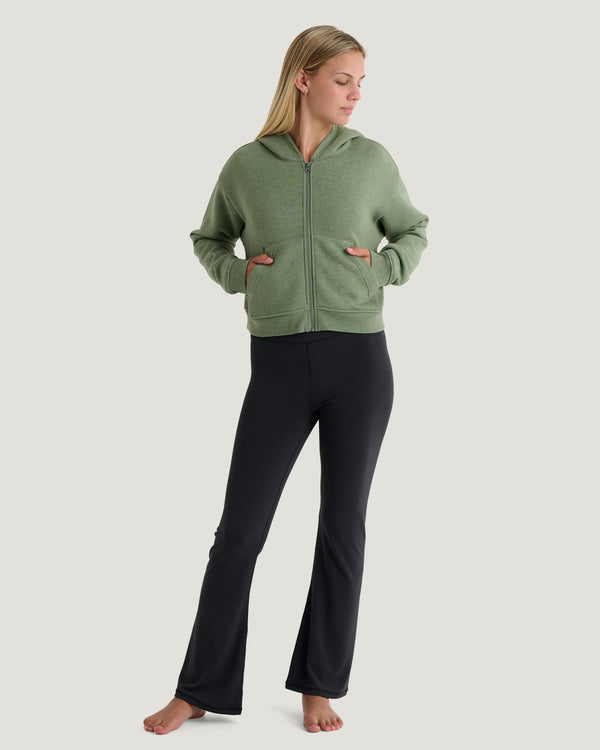 Women's Bamboo Northcoast Fleece Full Zip Hoodie - Heather Olivine