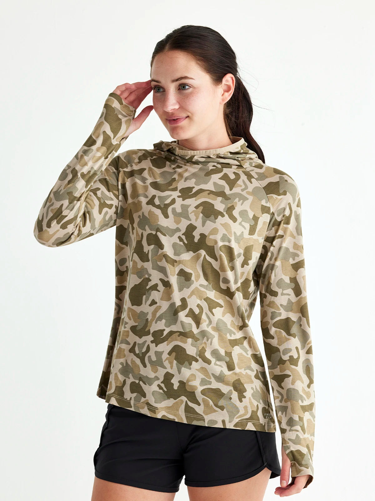 Women's Bamboo Lightweight Hoodie II - Barrier Island Camo