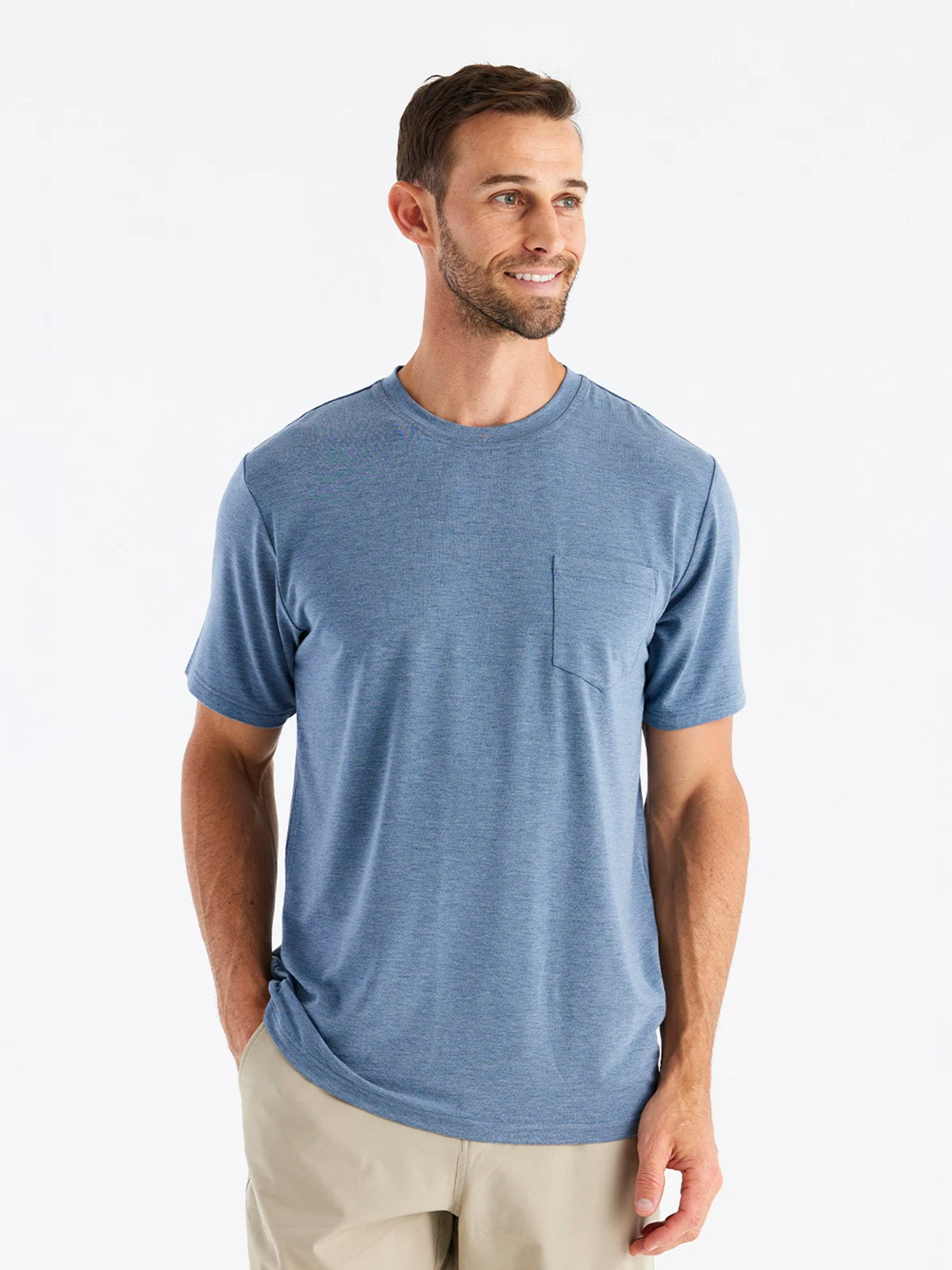 Men's Bamboo Flex Pocket Tee - Heather Deepwater