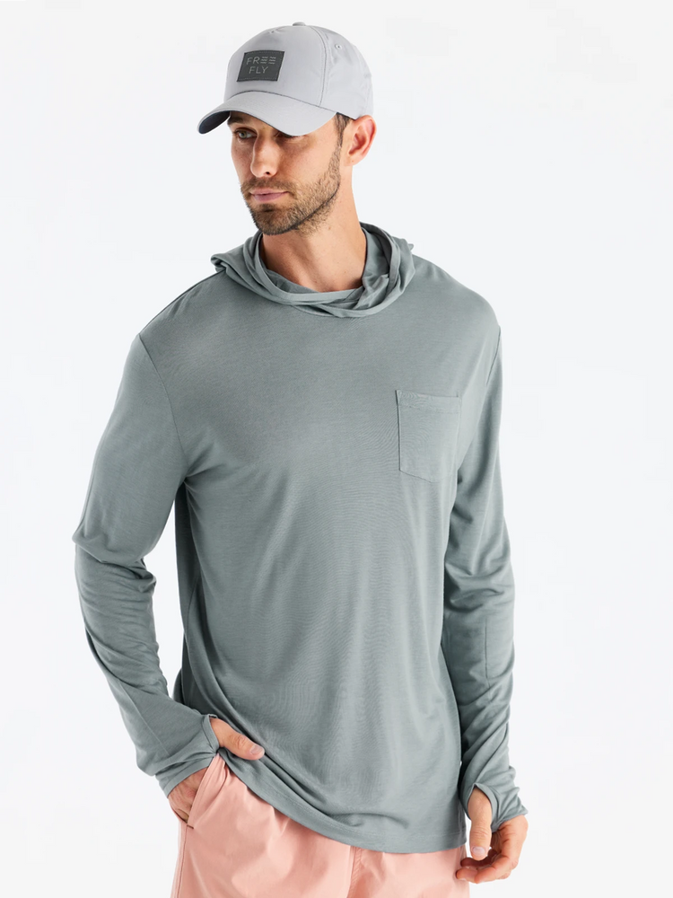 Men s Bamboo Lightweight Hoodie Slate Free Fly Apparel