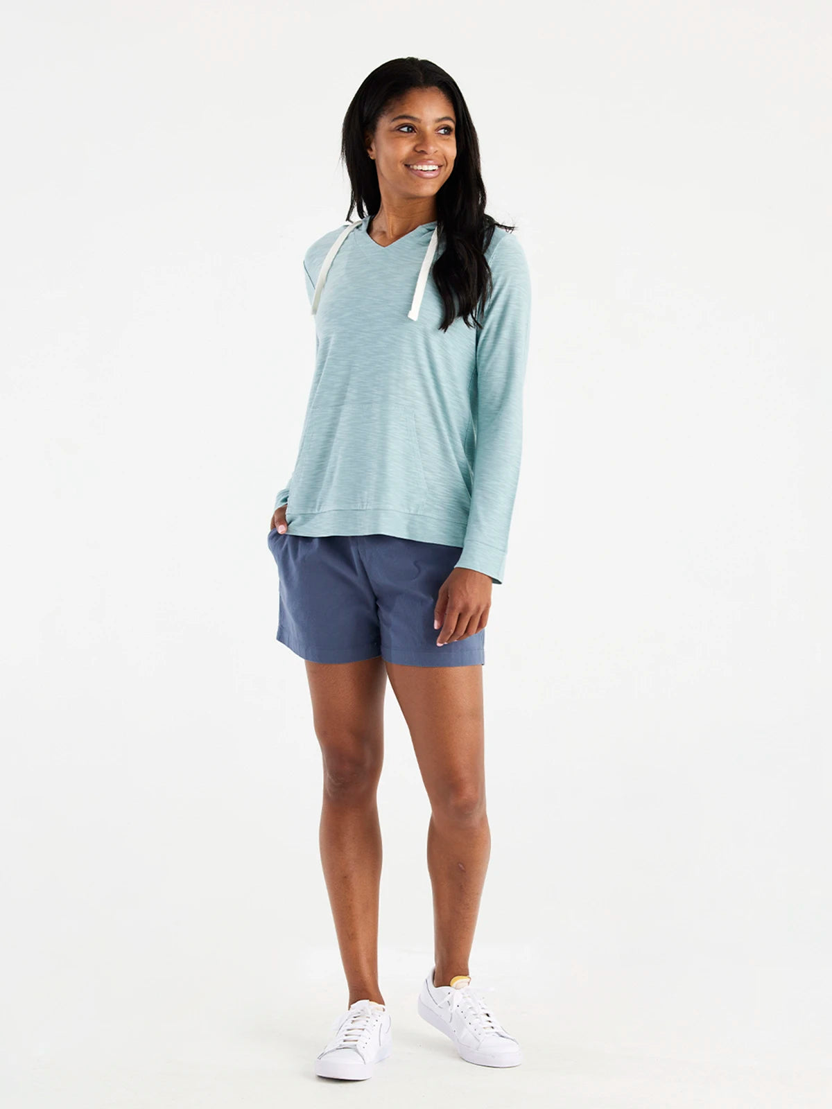 Women's Bamboo Slub Hoodie - Ocean Mist