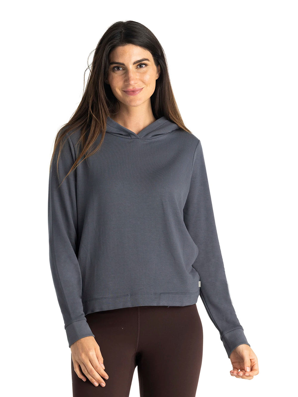 Women's Bamboo Lightweight Fleece Cropped Hoodie - Storm Cloud second image