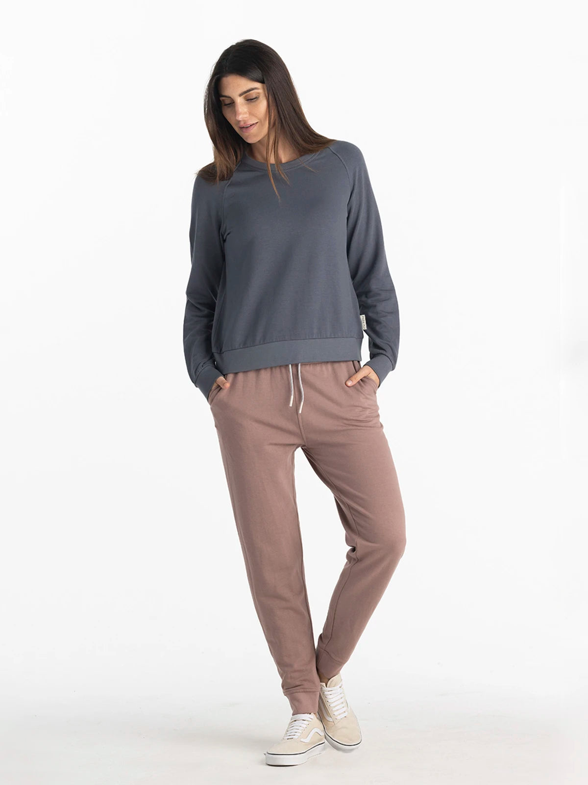 Women's Bamboo Lightweight Fleece Crew - Storm Cloud