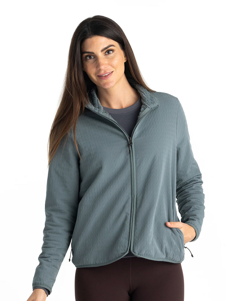 Women's Gridback Fleece Jacket - Stormy Sea