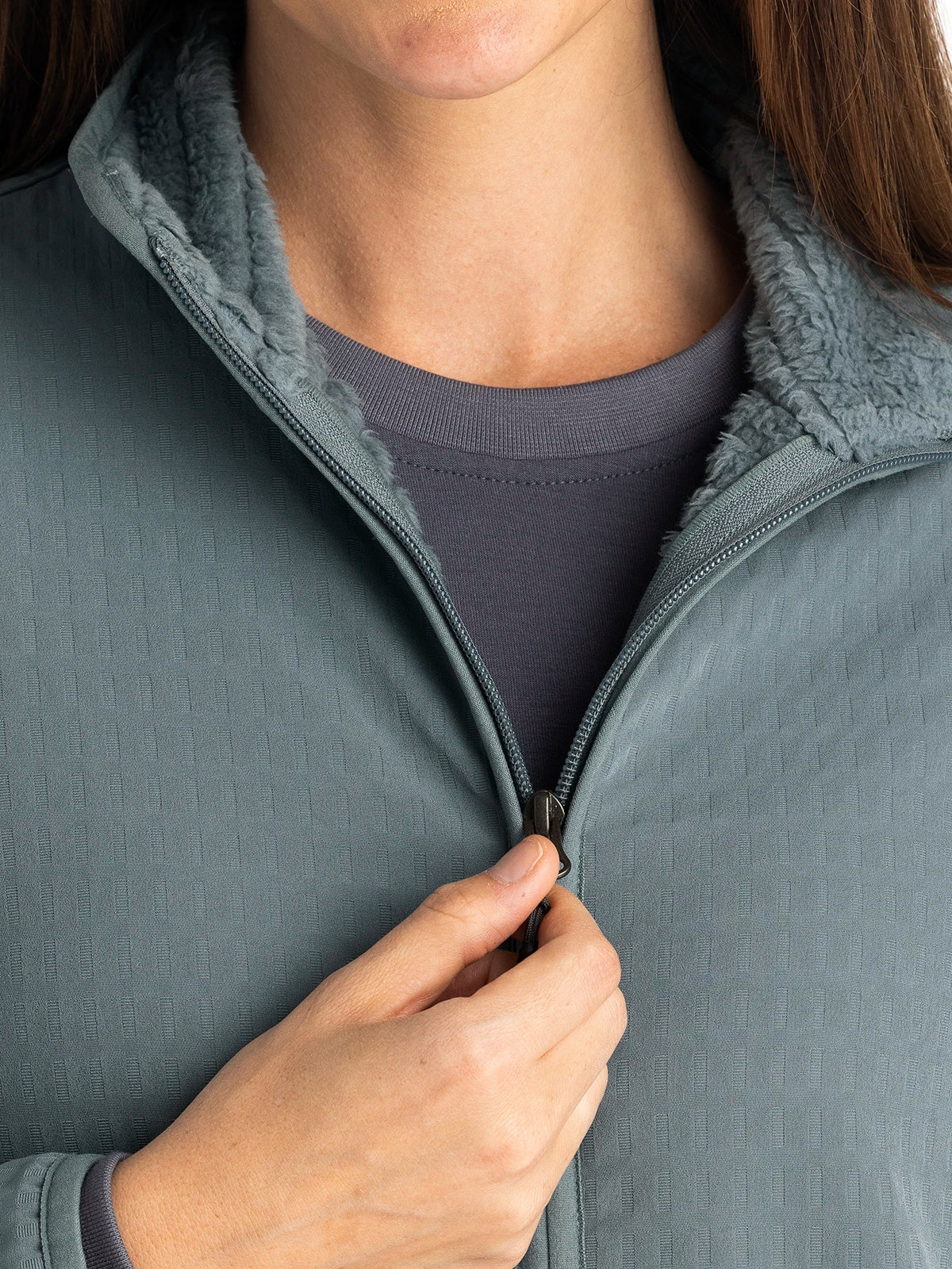 Women's Gridback Fleece Jacket - Stormy Sea