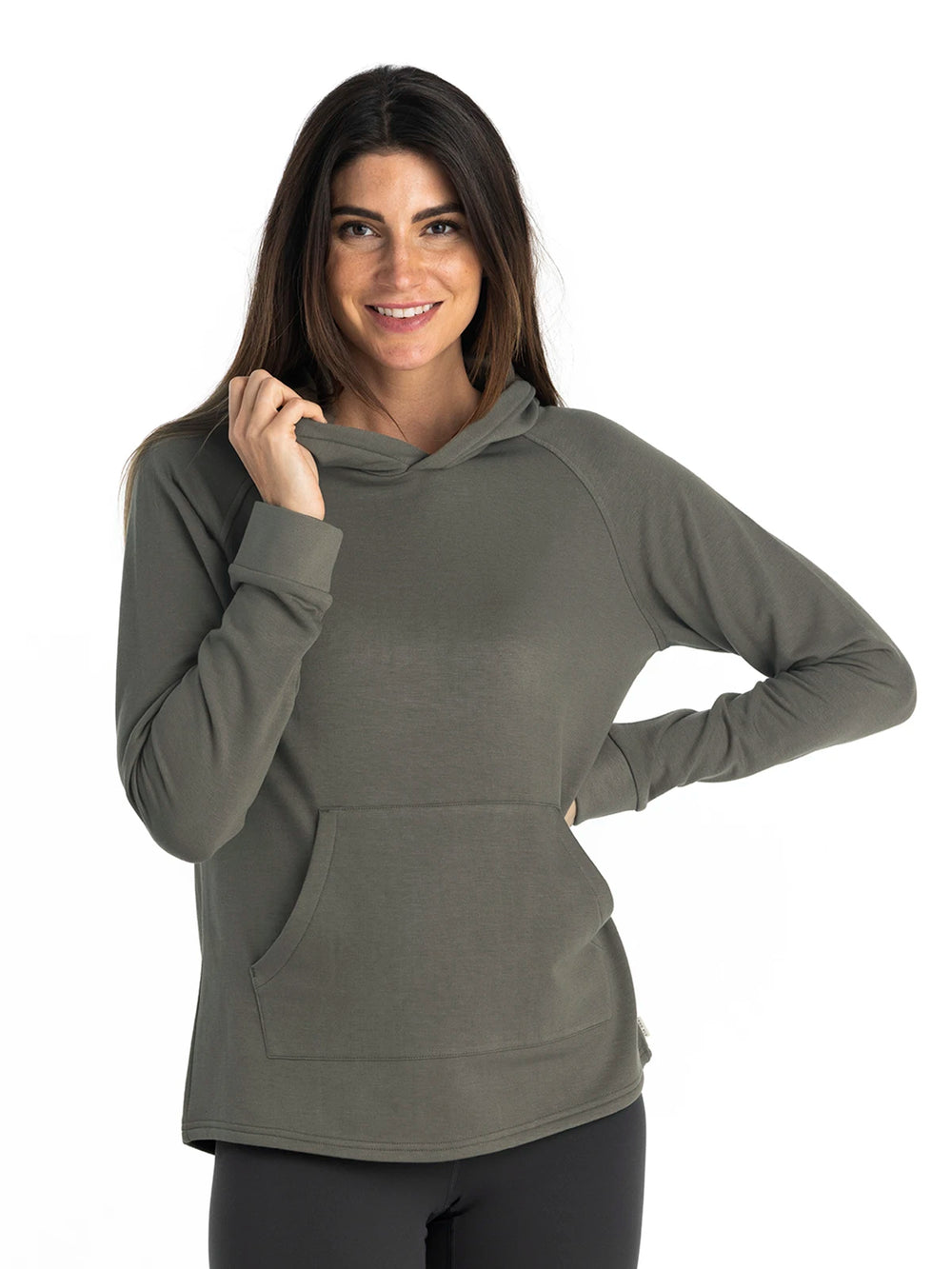 Women's Bamboo Lightweight Fleece Hoodie - Fatigue second image