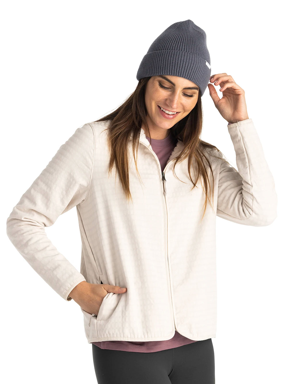 Women's Gridback Fleece Jacket - Stone second image