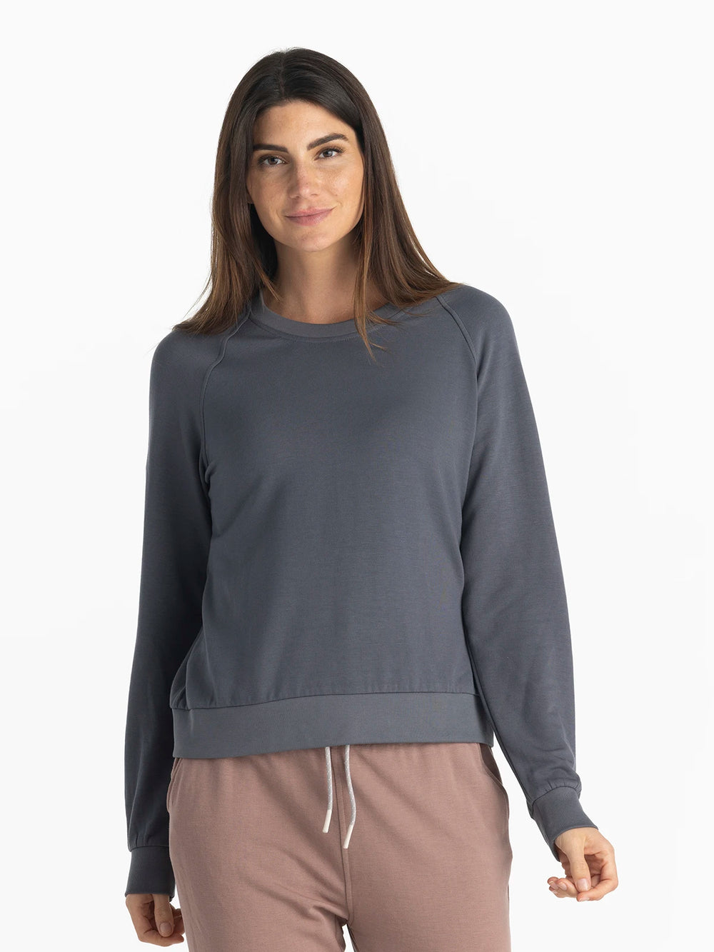 Women's Bamboo Lightweight Fleece Crew - Storm Cloud second image