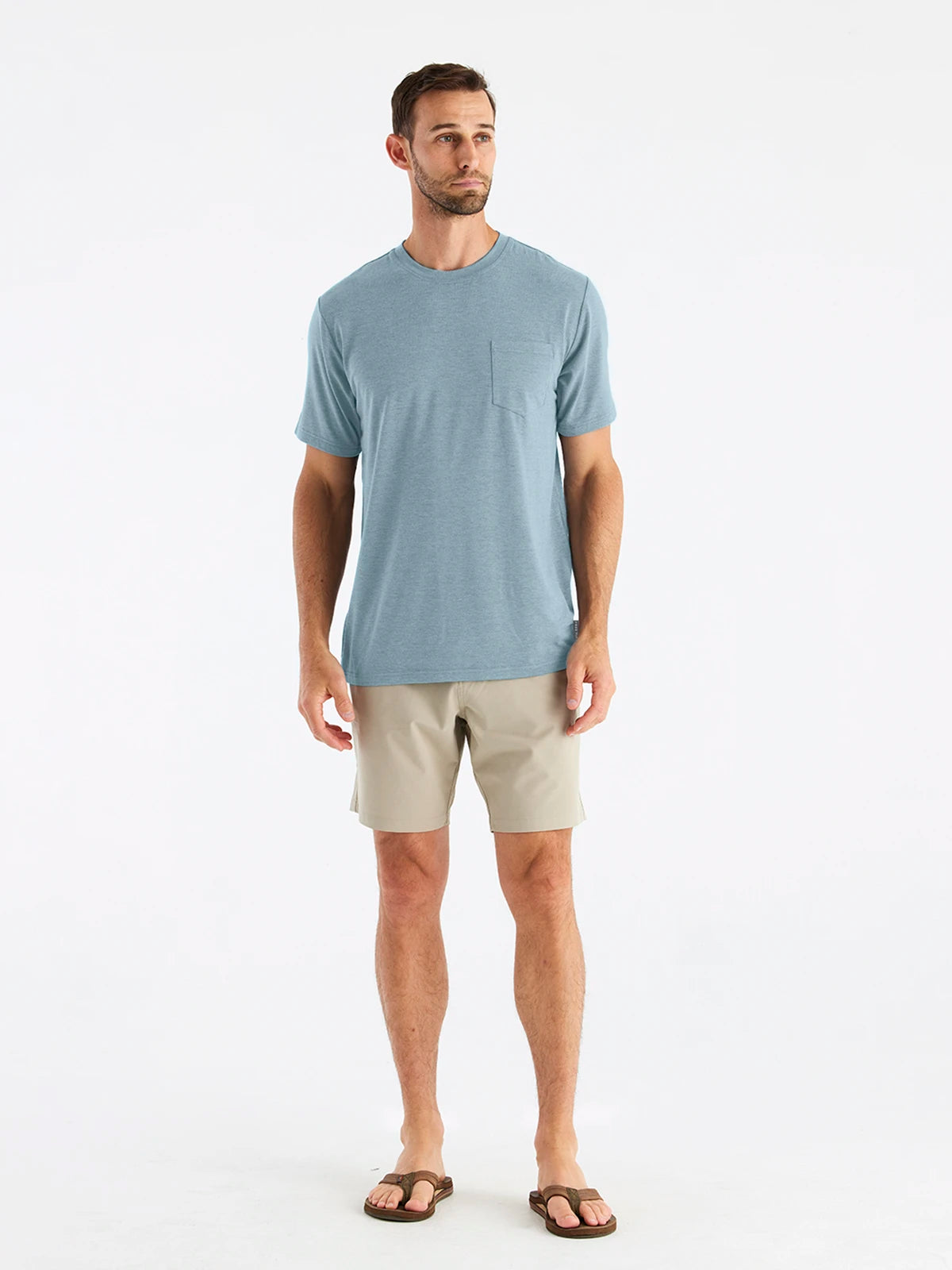 Men's Bamboo Flex Pocket Tee - Heather Tide