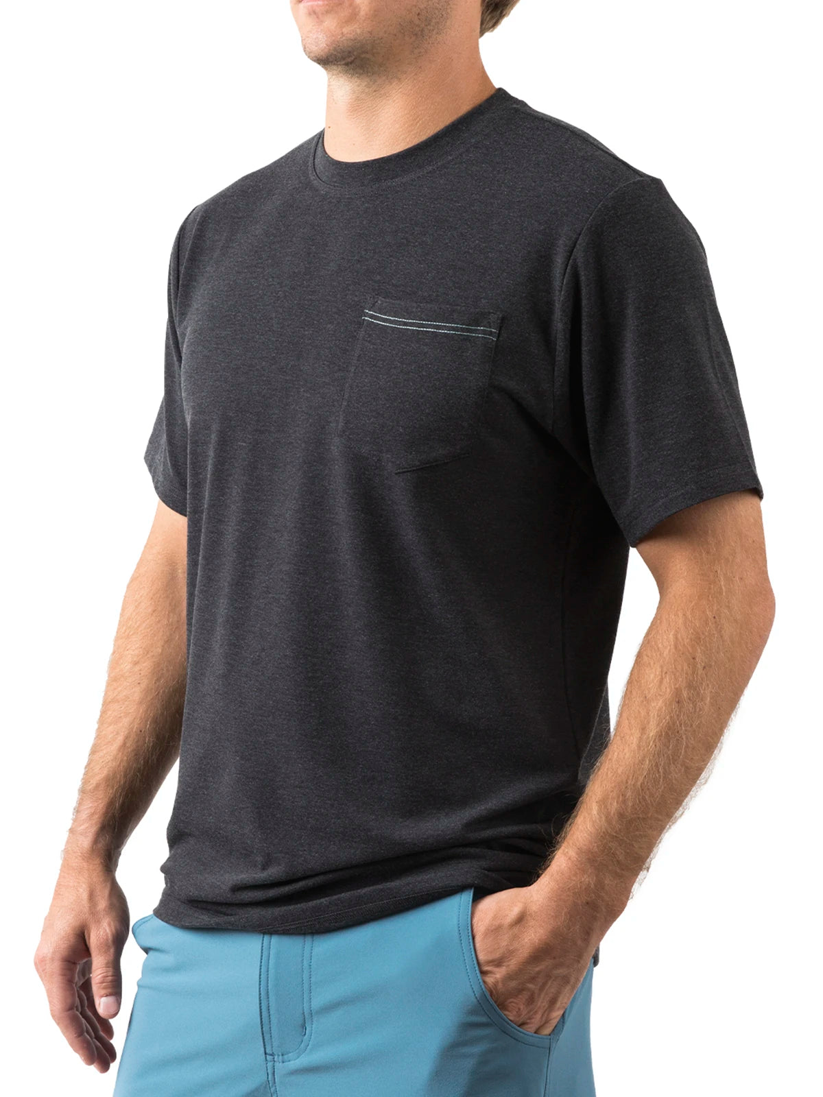 Men's Bamboo Flex Pocket Tee - Heather Black