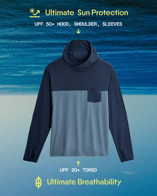 Men's Bamboo Hybrid Hoodie - Stormy Sea / Lime