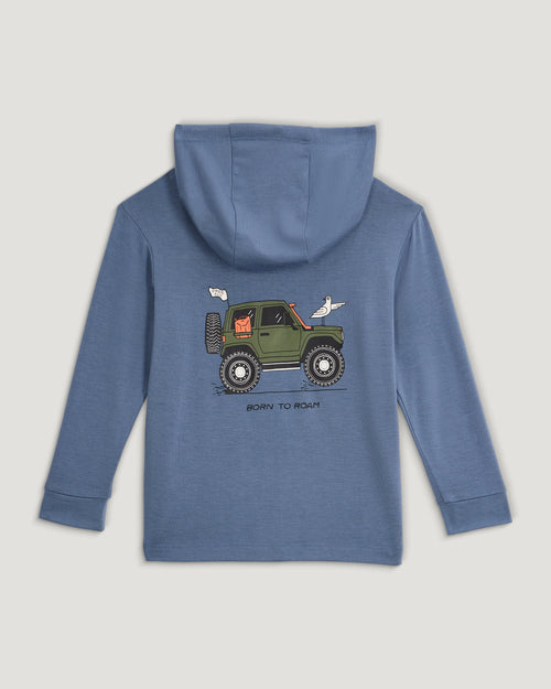 Toddler Bamboo Shade Graphic Hoodie - Born To Roam Pacific Blue