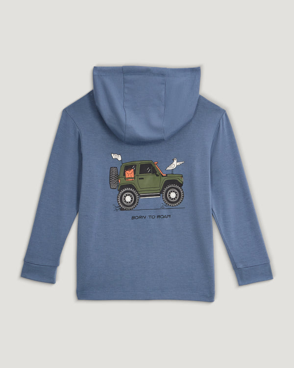 Toddler Bamboo Shade Graphic Hoodie - Born To Roam Pacific Blue