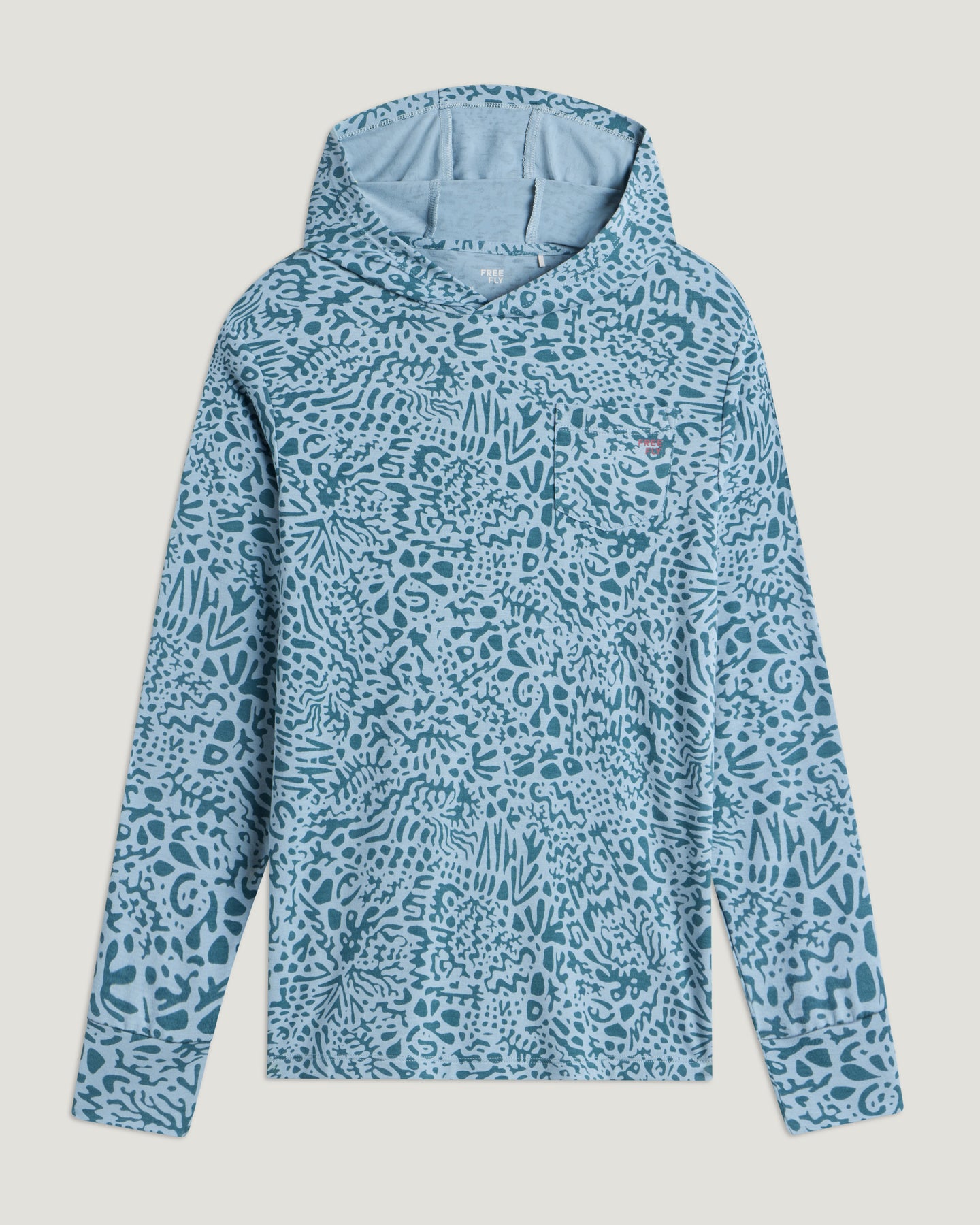 Youth Bamboo Shade Hoodie - Drifter Print Sea Pine